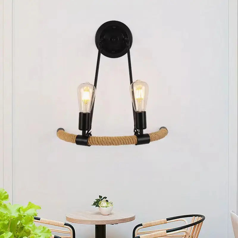 Wall Decor  Lamp for Bedroom American Twine Retro Industrial Style Creative Village Restaurant Bar Aisle Wall Light