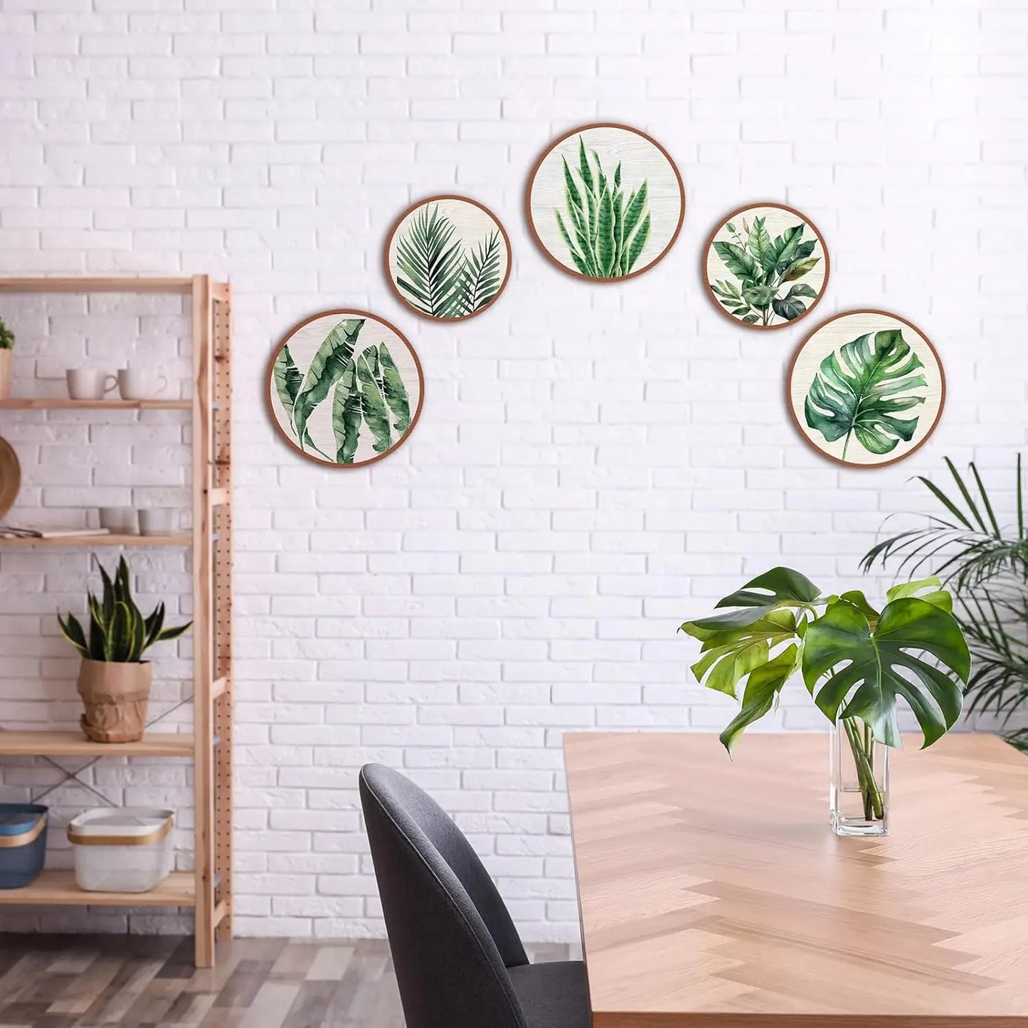 5Pcs 2D Flat Wall Art Wooden Living Room Wall Decor Bohemian Hanging Farmhouse Geometric Aesthetic Wood Minimalist Bedroom Gifts