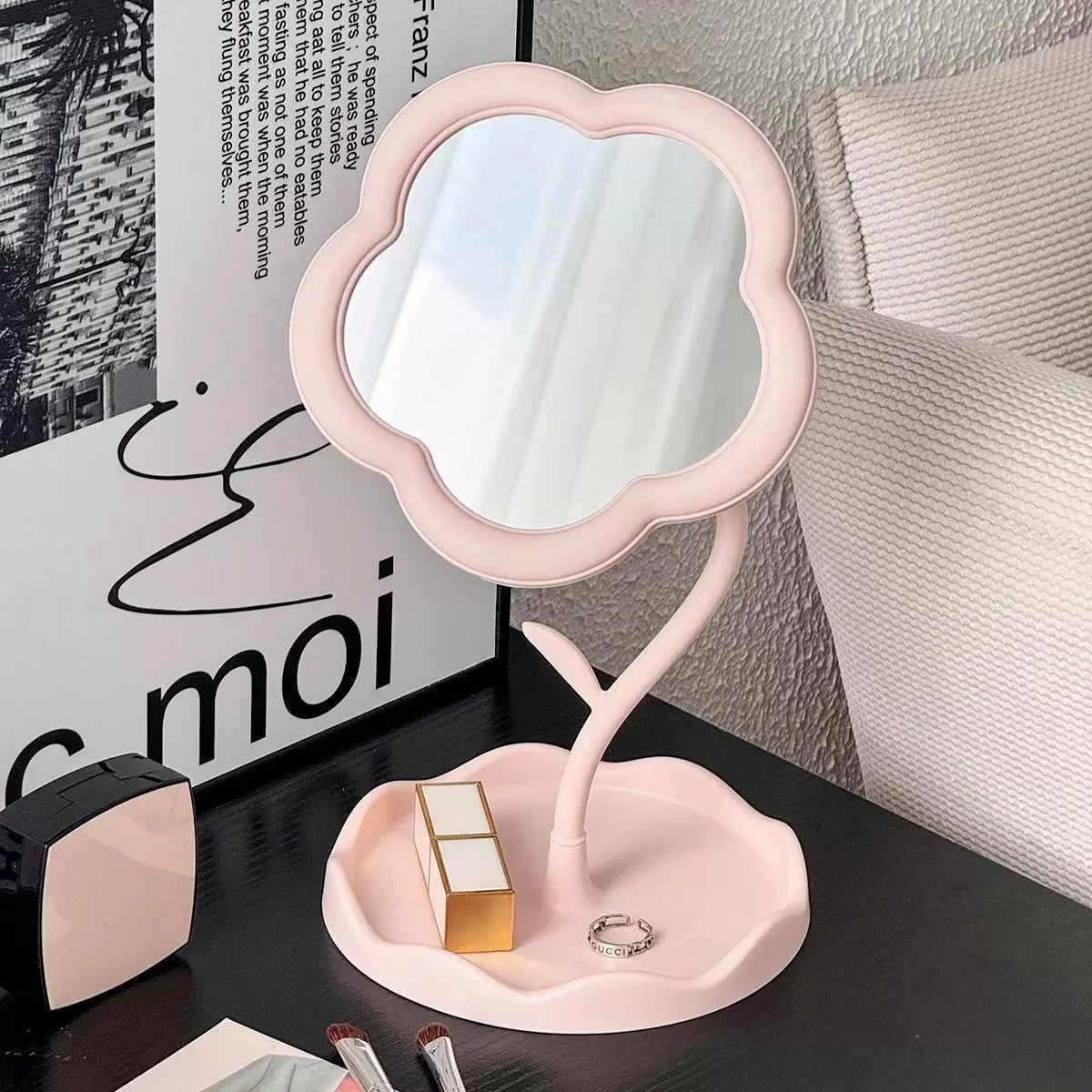 Chic Desktop Mirror, Must-Have for Dorm & Bedroom Decor. High-End Aesthetic & Practical Design.