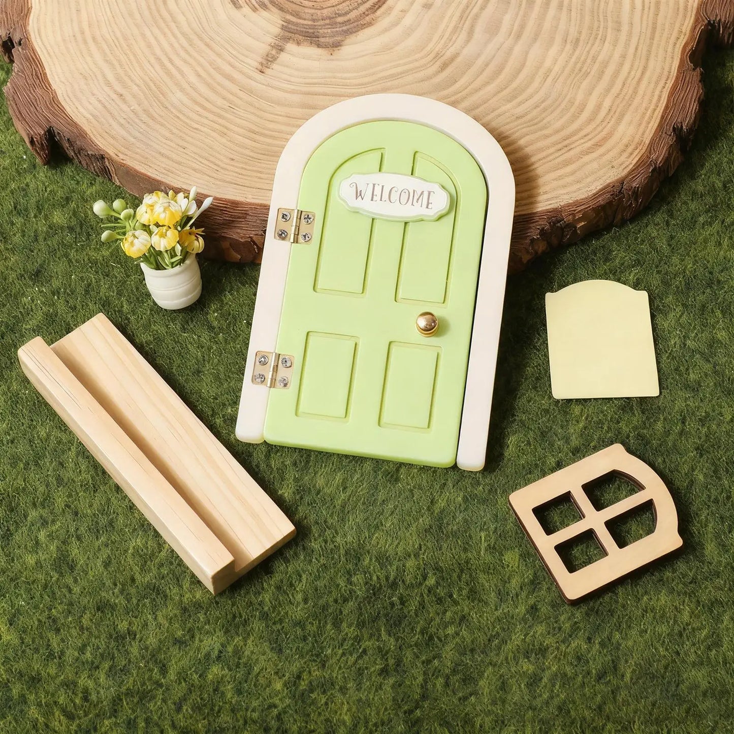 Miniature Fairy Garden Door Wooden Wall Decoration Creative DIY Craft for Kids Room Playhouse Nursery Princess Theme Decor