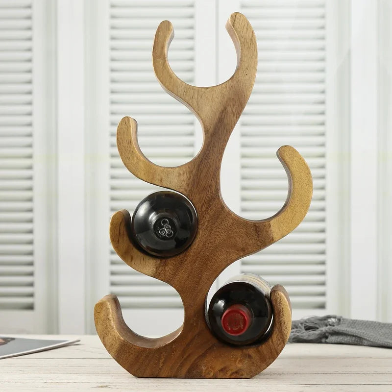 Thai Style Coral Wood Wine Rack Carving Ornament Artistic Living Room Decor Study Cabinet Household Decoration