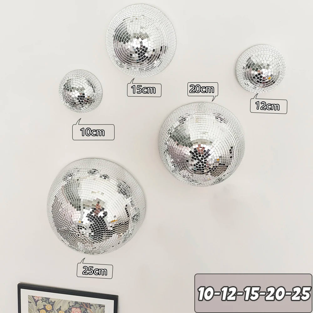 Wall Disco Ball Mirrored Designs Metallic Home Decor Mirror Ball Decoration For Wedding Disco Ball Semicircle Home Wall Art