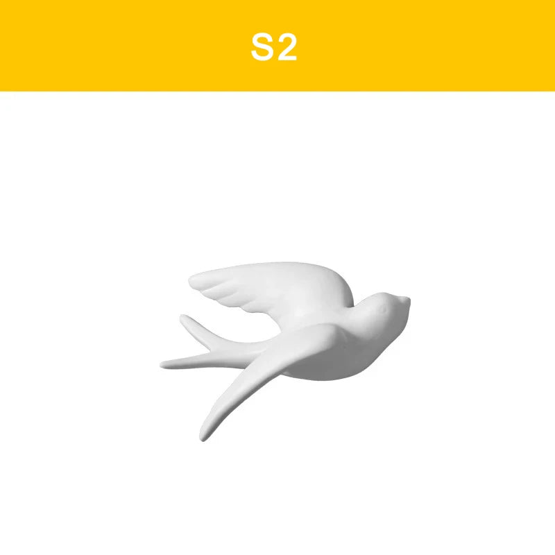 Modern Creative Minimalist European-style Room Living Room Hotel Background Wall Soft Ceramic Wall Ornaments 3D Bird Decoration