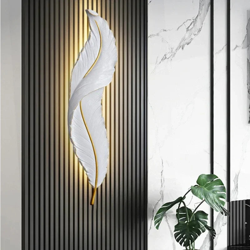 Modern Living Room Corridor Lighting Wall Lamp Nordic Home Decor Bedroom Bedside Lamps Light Luxury Creative LED Feather Lamp