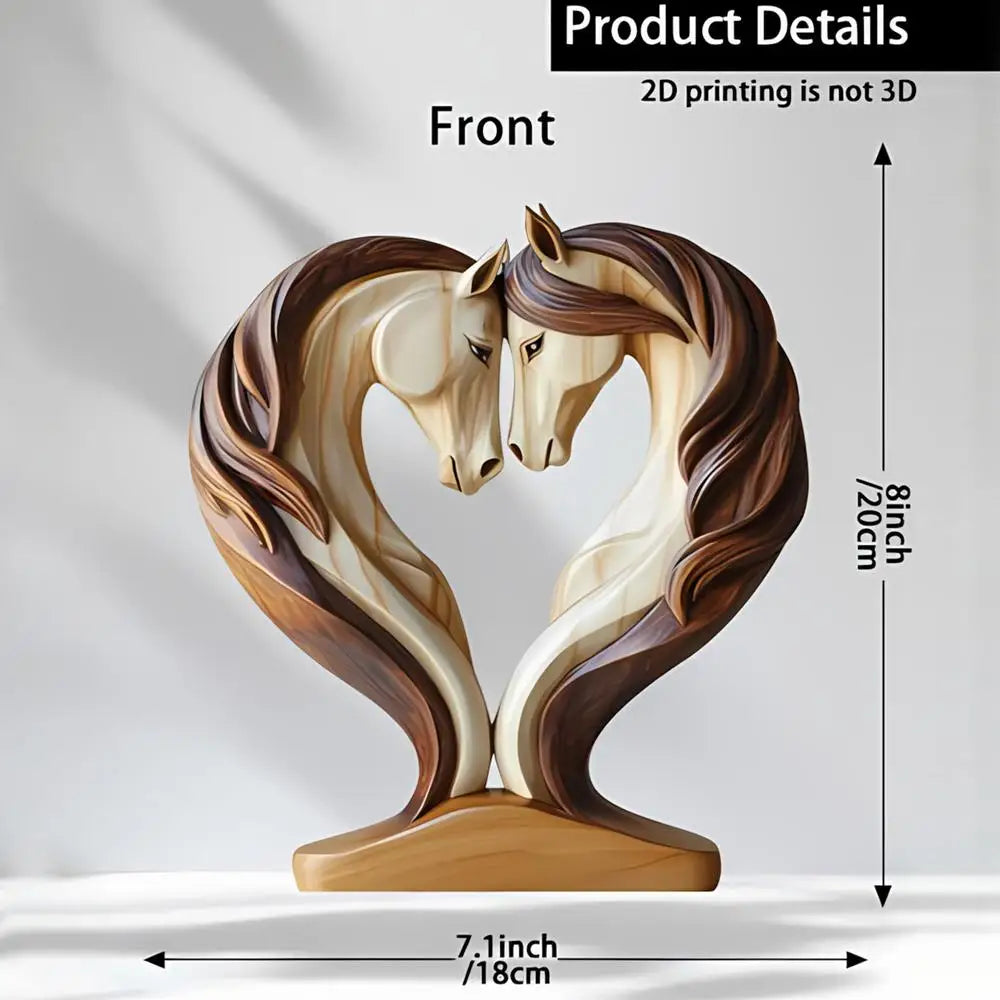 2D Wood Horse Room Decor Horse Statues Home Decor Snuggle Pose Animal Sculpture For Workplace Exhibition Hall Shelf Living Room
