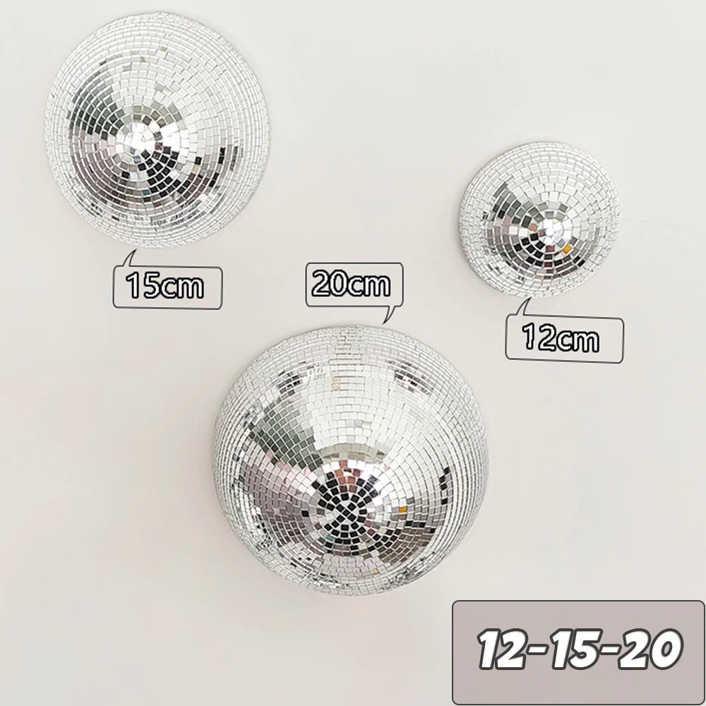 Wall Disco Ball Mirrored Designs Metallic Home Decor Mirror Ball Decoration For Wedding Disco Ball Semicircle Home Wall Art