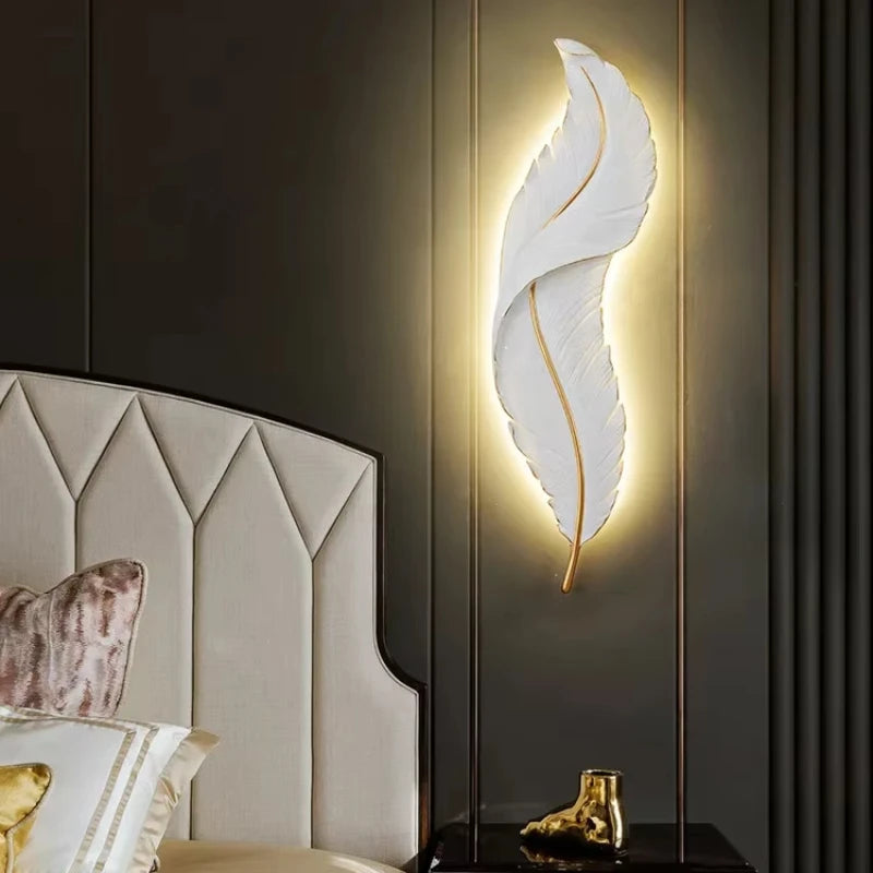 Modern Living Room Corridor Lighting Wall Lamp Nordic Home Decor Bedroom Bedside Lamps Light Luxury Creative LED Feather Lamp