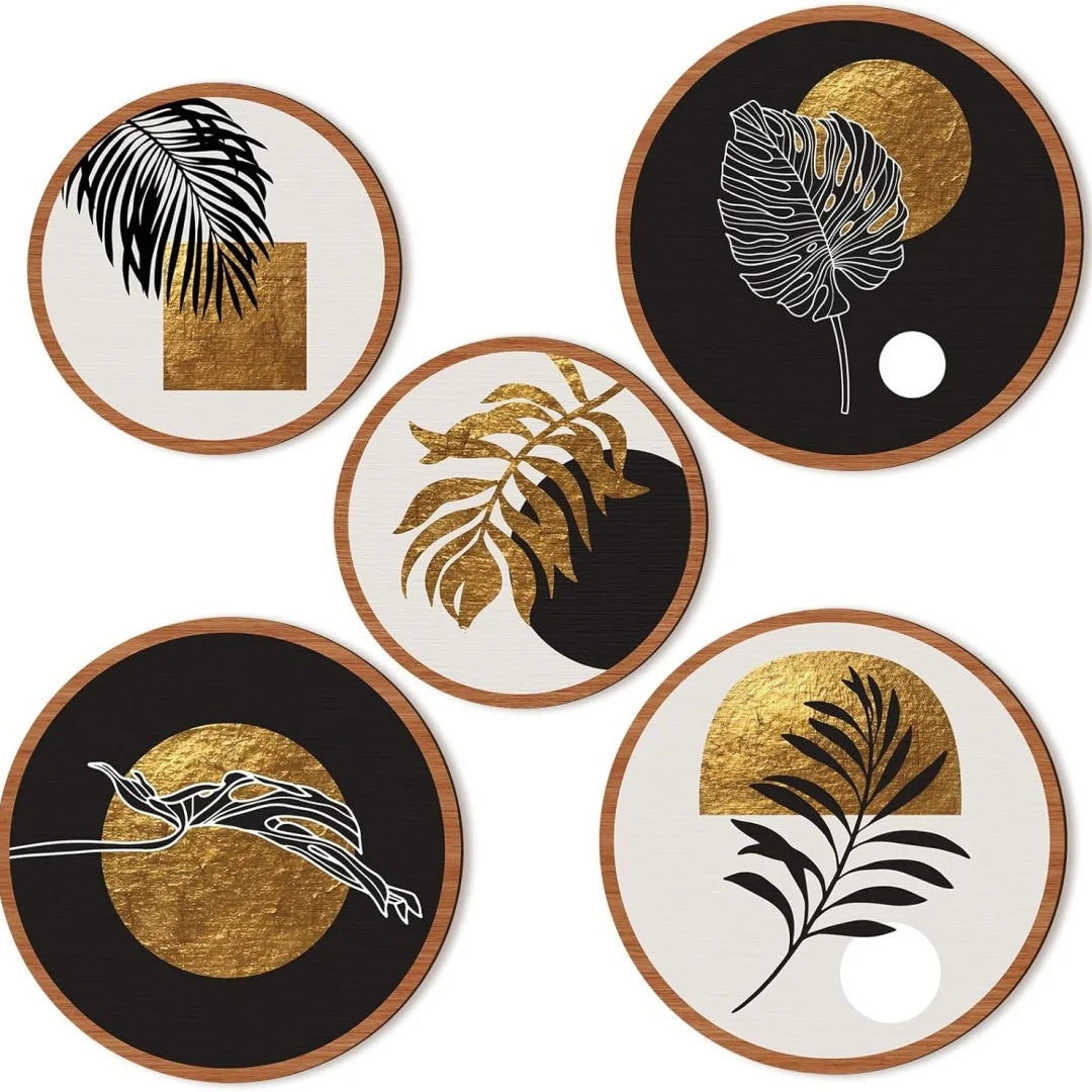 5Pcs 2D Flat Wall Art Wooden Living Room Wall Decor Bohemian Hanging Farmhouse Geometric Aesthetic Wood Minimalist Bedroom Gifts