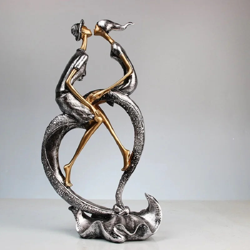 Elegant Romantic Couple Sculpture, Resin Craft Creative Living Room TV Cabinet Bedroom Decor, Modern Home Deco