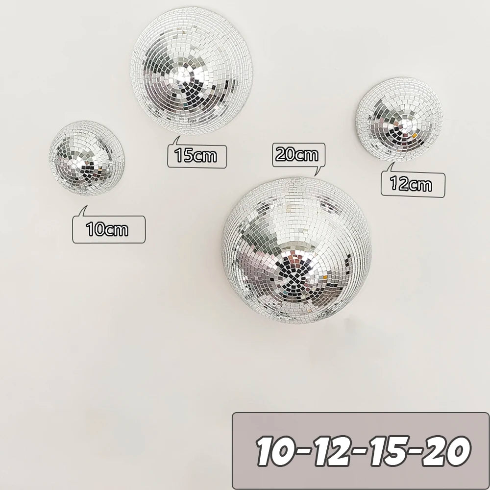 Wall Disco Ball Mirrored Designs Metallic Home Decor Mirror Ball Decoration For Wedding Disco Ball Semicircle Home Wall Art