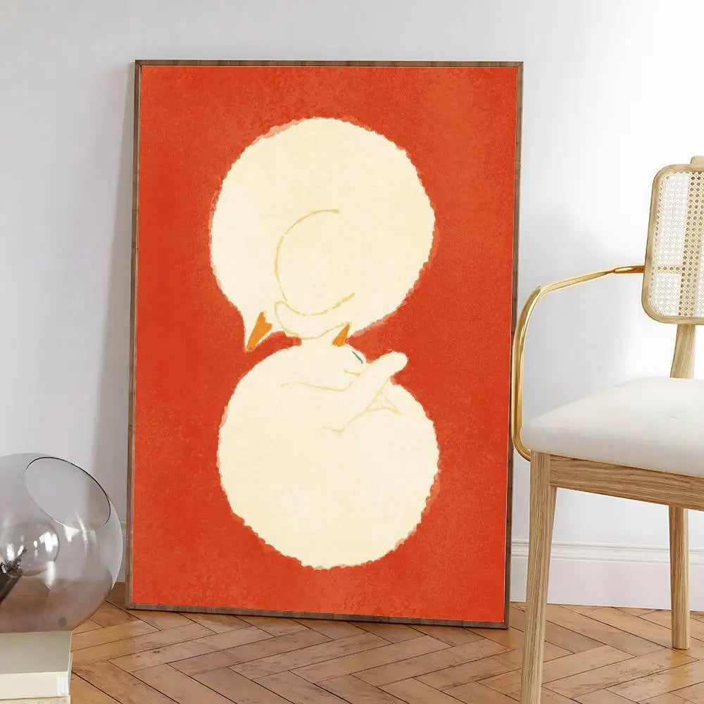 Colorful cute cat in the room Canvas Poster  Waterproof Coffee House Bar fashion Room Decor