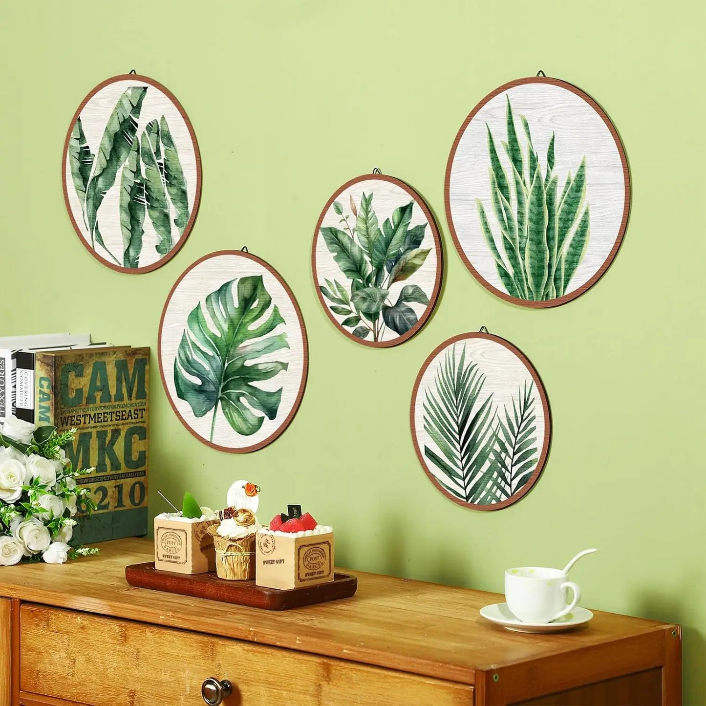 5Pcs 2D Flat Wall Art Wooden Living Room Wall Decor Bohemian Hanging Farmhouse Geometric Aesthetic Wood Minimalist Bedroom Gifts