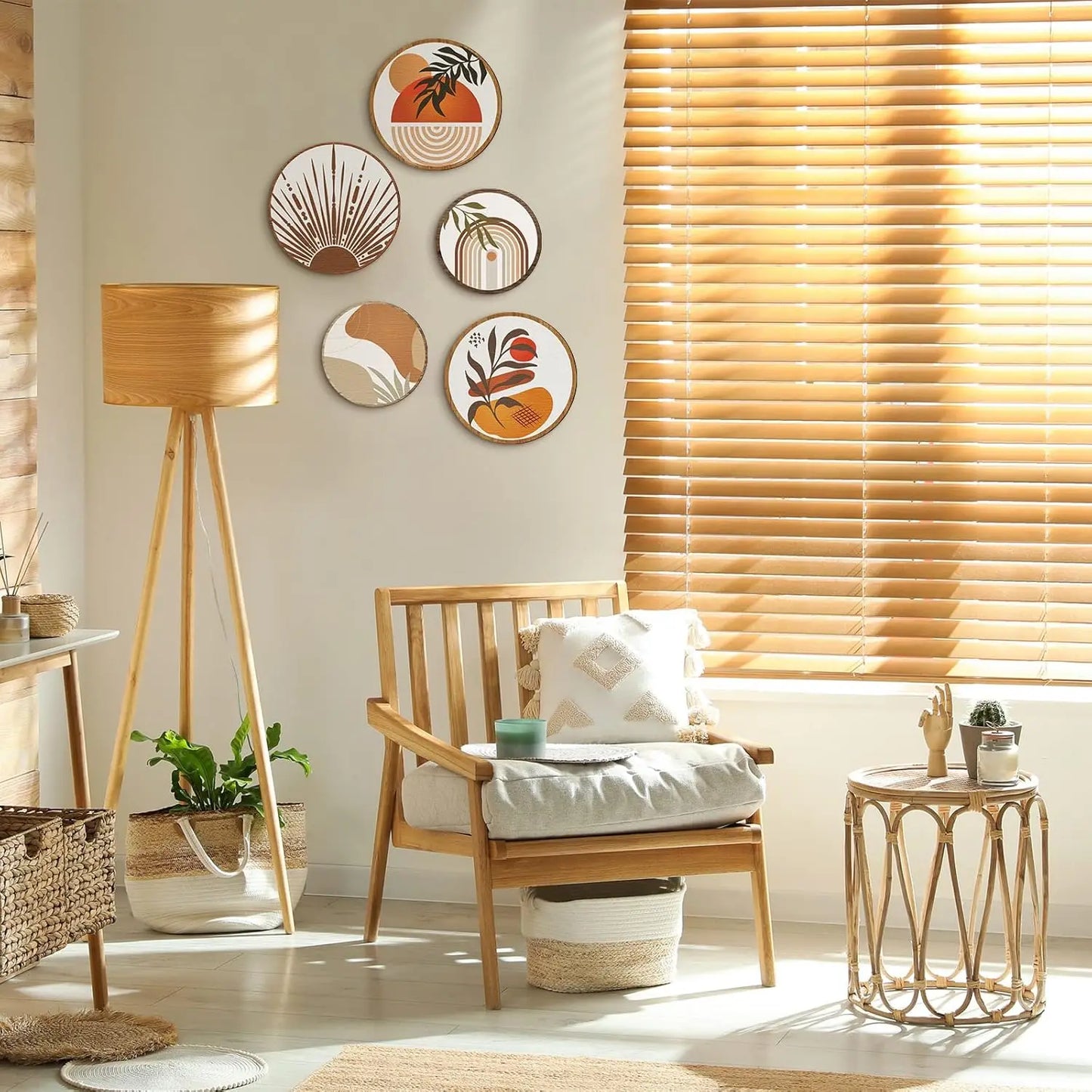 5Pcs 2D Flat Wall Art Wooden Living Room Wall Decor Bohemian Hanging Farmhouse Geometric Aesthetic Wood Minimalist Bedroom Gifts